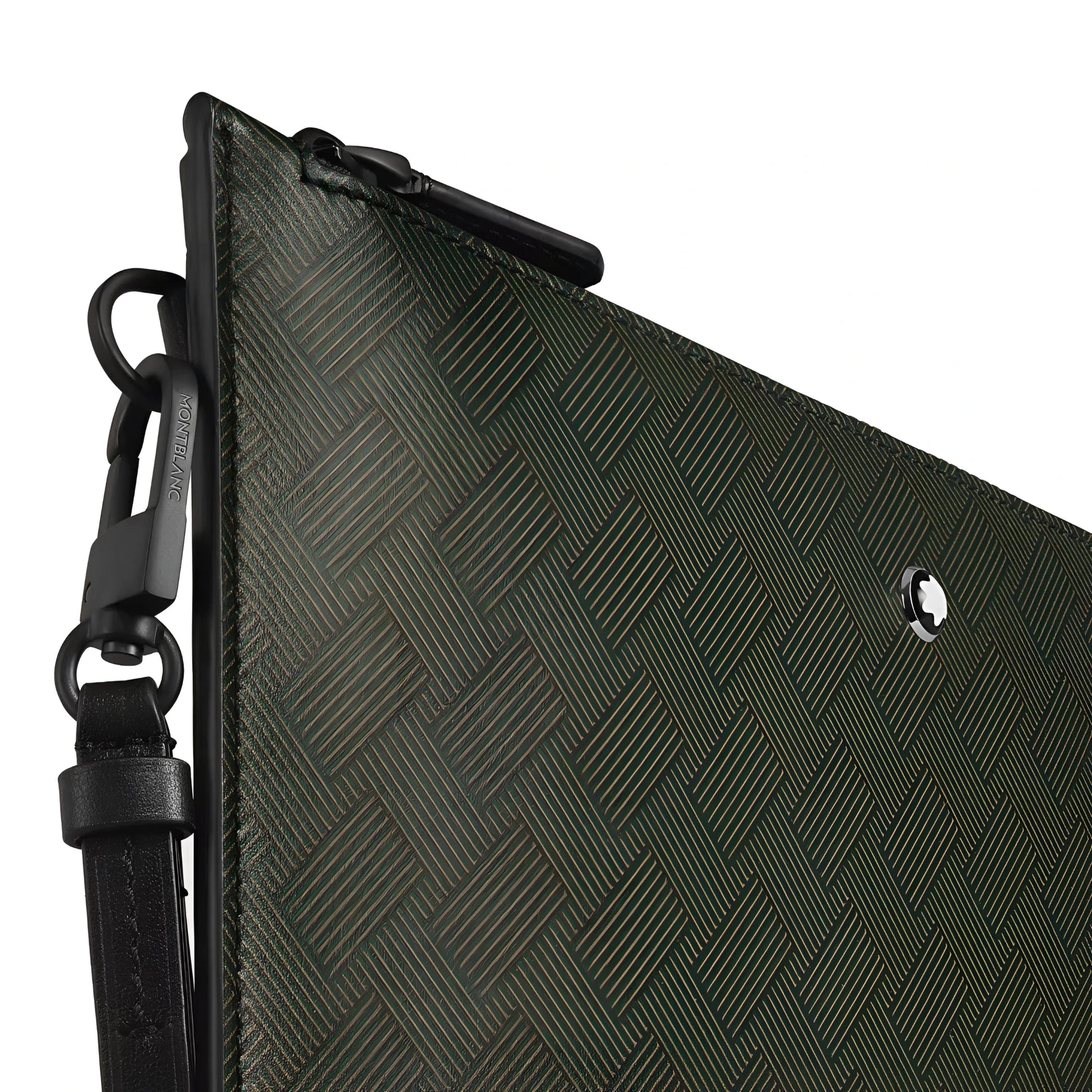 Montblanc pochette Extreme 3.0 kaki in tessuto verde oliva con trim in pelle nera e logo Montblanc argento elegante compagna