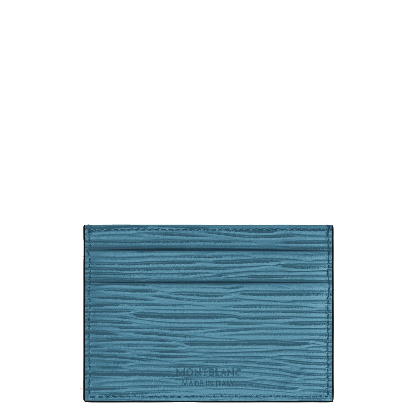 Montblanc porta carte 5 scomparti blu fumé in pelle martellata color teal con cuciture rifinite