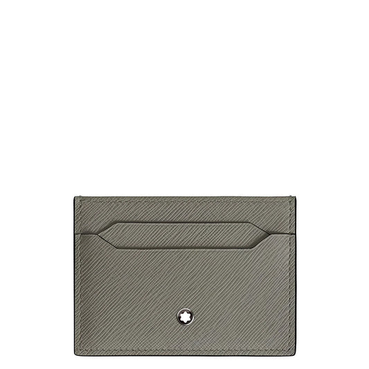 Montblanc porta carte sartorial grigio medio in pelle stampa saffiano con portacarte grigio e stella argentata