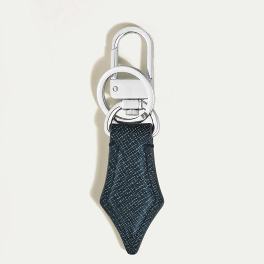 Montblanc portachiavi pennino tweed blu in pelle sartorial goffrata con un elegante combinazione bicolore