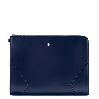 Portadocumenti Meisterstück blu inchiostro in pelle navy con logo argentato e cuciture diagonali perfetto compagno