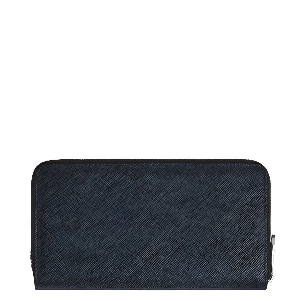 Portafoglio montblanc blu sartorial goffrata nera con 12 scomparti e cerniera in pelle sartorial goffrata