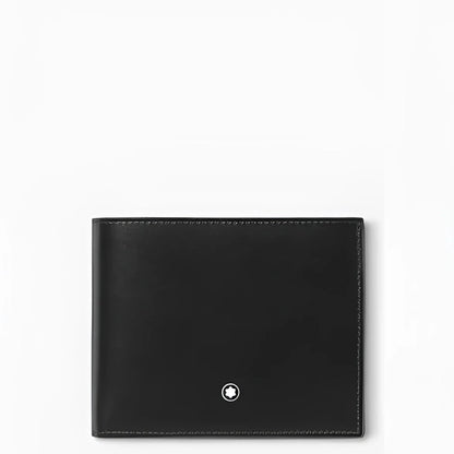 Portafoglio montblanc meisterstück nero in vitello pieno fiore con 10 scomparti e emblemma stella argento