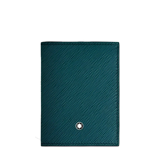 Portafoglio mini montblanc blu cipro in pelle martellata con emblema a stella argento sul davanti