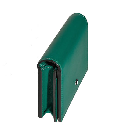 Montblanc portafoglio continental nano malachite verde in sofisticata pelle morbida con bordo nero e chiusura argento