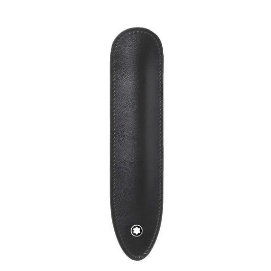 Custodia montblanc astuccio per 1 strumento da scrittura meisterstück in morbida pelle nera con logo montblanc