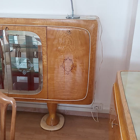 Mobile bar credenza Mid-Century con dettagli Art Déco — Vittorio Dassi, Italia, anni '50
