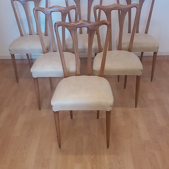 Set di 6 sedie mid-century modern in similpelle bianca — Italia, anni '60