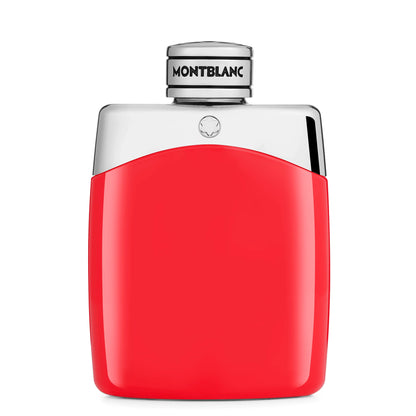 Flacone stile borraccia montblanc legend red eau de parfum 100ml rosso e argento elegante e moderno