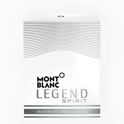 Montblanc legend spirit eau de toilette 100ml in elegante confezione bianca con linee argento e lettering nero