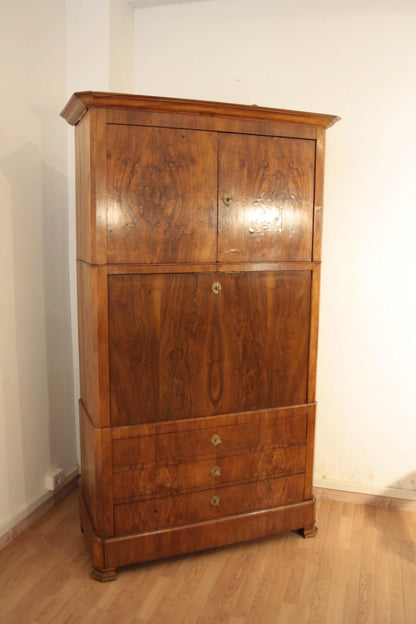 Splendido secretaire umbertino in rovere massello con ante e cassetti scrittoio credenza originale fine ottocento