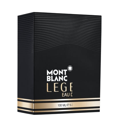 Scatola rettangolare nera con strisce orizzontali oro e lettering bianco e oro per montblanc legend eau de parfum 100ml raffinatezza all’uomo attivo