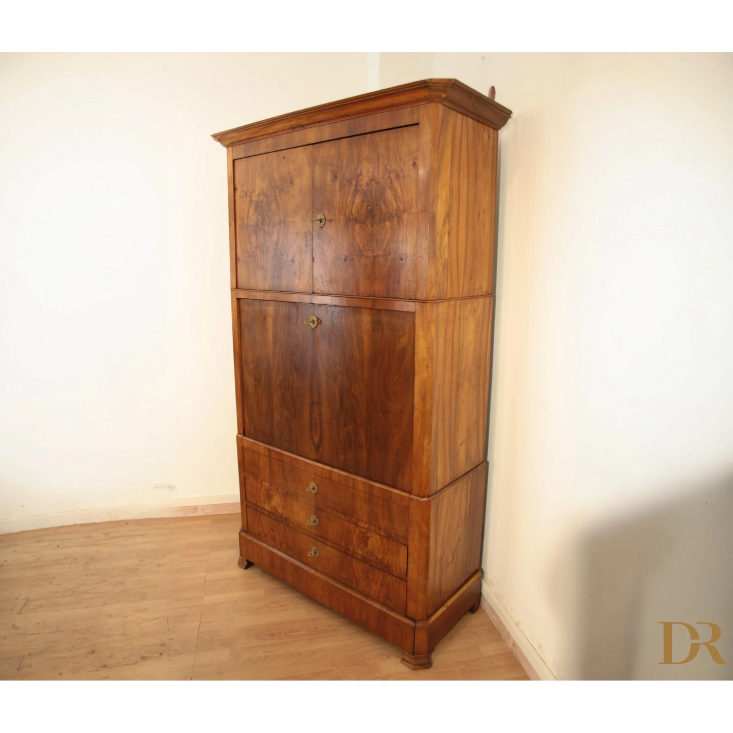 Splendido Secretaire Umberto in rovere massello, scrittoio credenza tradizionale