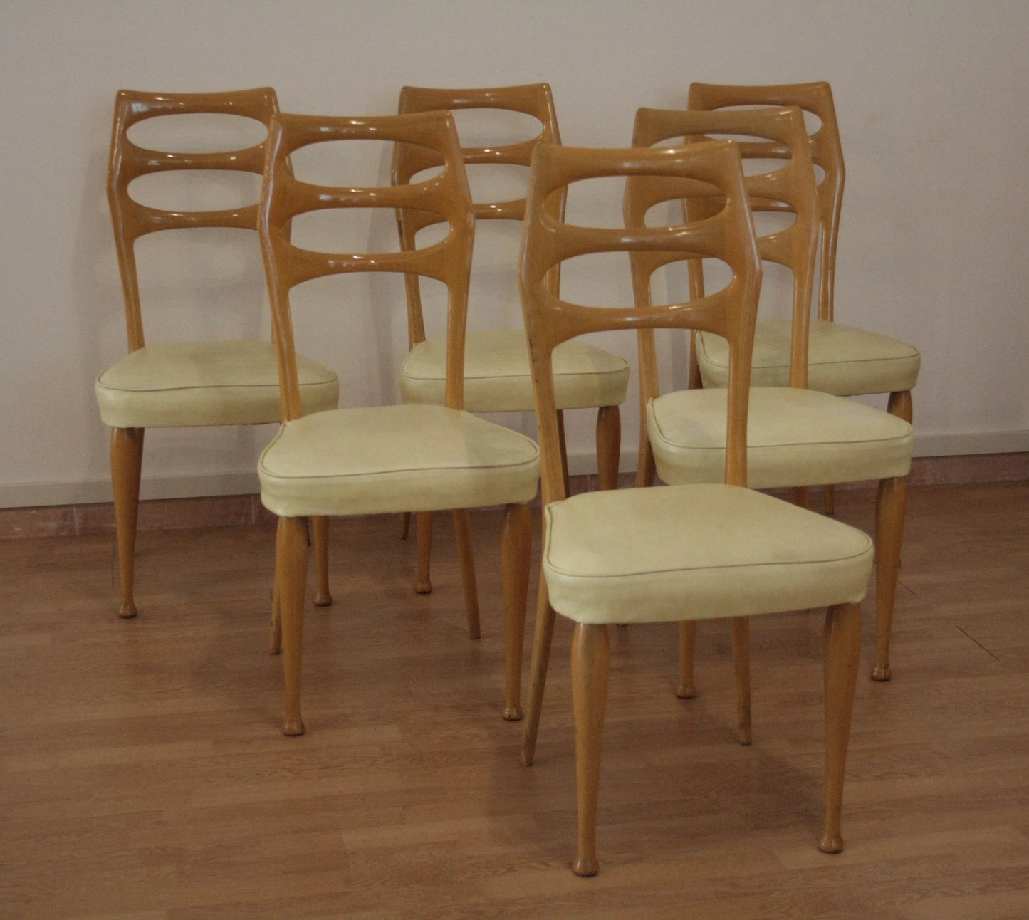 Set di 6 sedie da pranzo in legno mid century moderno di vittorio dassi anni 50 da dario raia antiquariato