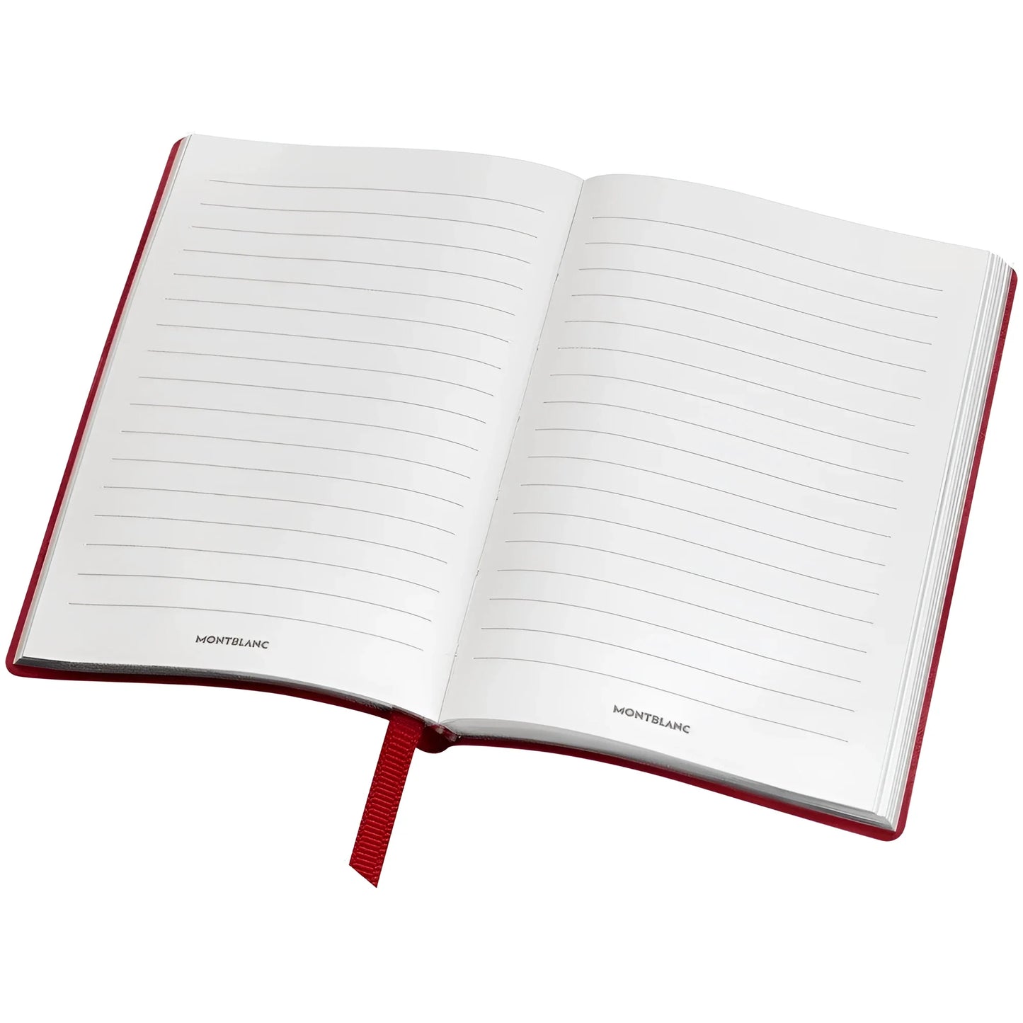 Notebook montblanc blocco note 148 a righe rosso in pelle con righe colore carta e logo montblanc impresso