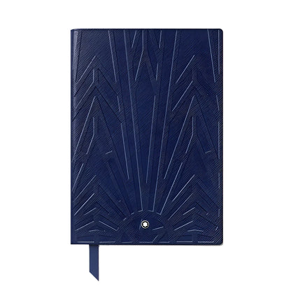 Blocco note montblanc blue in pelle con motivo geometrico e logo argento dalla collezione the origin collection