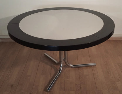 Tavolo da pranzo tavolo desco vintage di achille castiglioni per zanotta con piano nero e gambe cromate anni 70