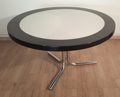 Tavolo da pranzo tavolo desco vintage di achille castiglioni per zanotta con piano nero e gambe cromate
