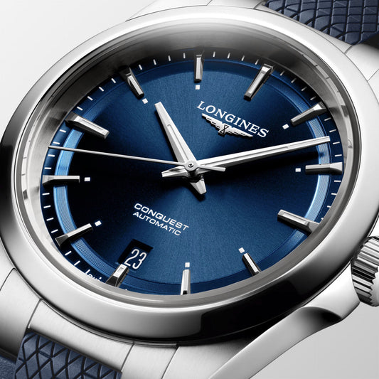 Longines orologio Conquest 38mm blu automatico acciaio L3.720.4.92.9