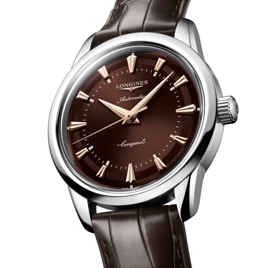 longines orologio Heritage 38mm marrone acciaio automatico L1.649.4.62.2