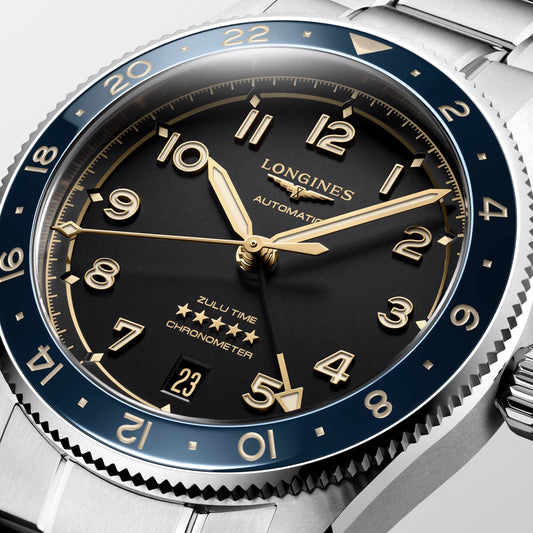 Longines orologio Spirit Zulu Time 39mm antracite automatico acciaio L3.802.4.60.6
