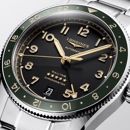 Longines orologio Spirit Zulu Time 39mm antracite automatico acciaio L3.802.4.63.6