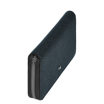 Montblanc portafoglio 12 scomparti con cerniera medio Sartorial tweed blu 220362