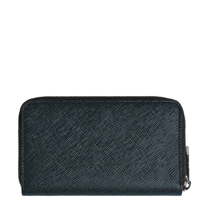 Montblanc portafoglio 12 scomparti con cerniera medio Sartorial tweed blu 220362