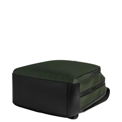 Montblanc zaino medio presenta zaino medio in pelle intrecciata verde scuro con rifiniture e zip nere